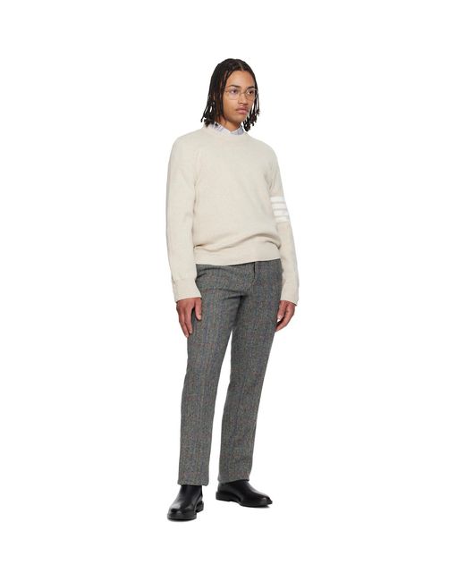 Thom Browne Black Cotton Crepe 4-Bar Milano Stitch Sweater for men