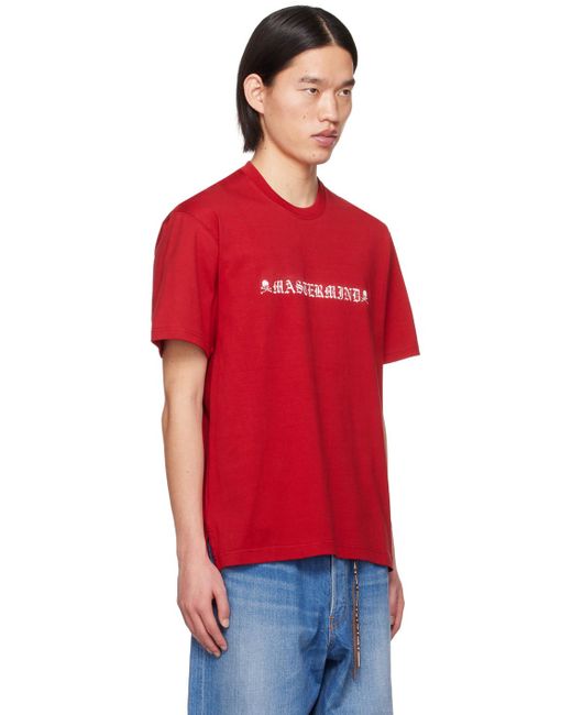 メンズ Mastermind Japan レッド リフレクティブ スカル Tシャツ Red