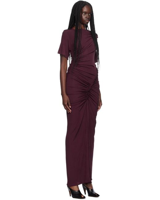 Atlein Black Asymmetric Ruched Maxi Dress