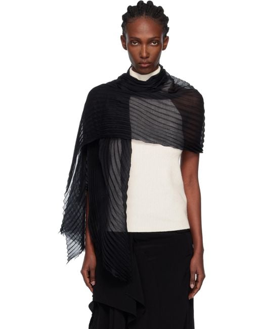 Issey Miyake Silk Wool Pleats Stole Scarf in Black | Lyst Canada