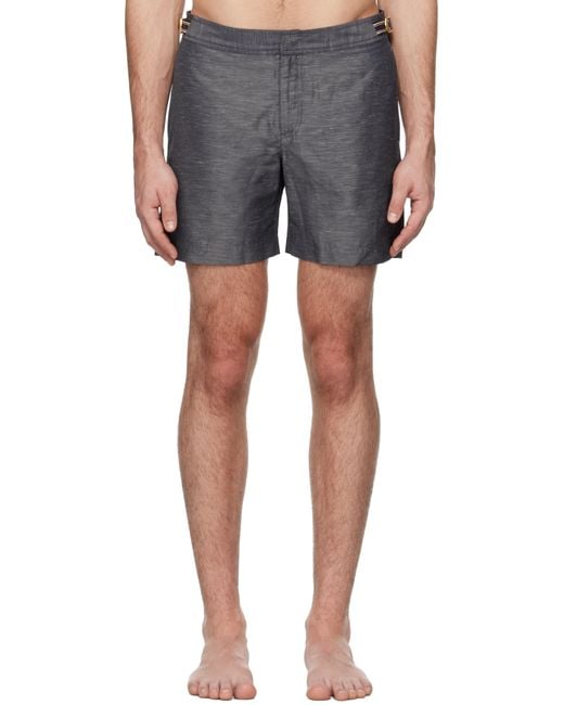 Orlebar Brown Blue Bulldog Linen Swim Shorts for men