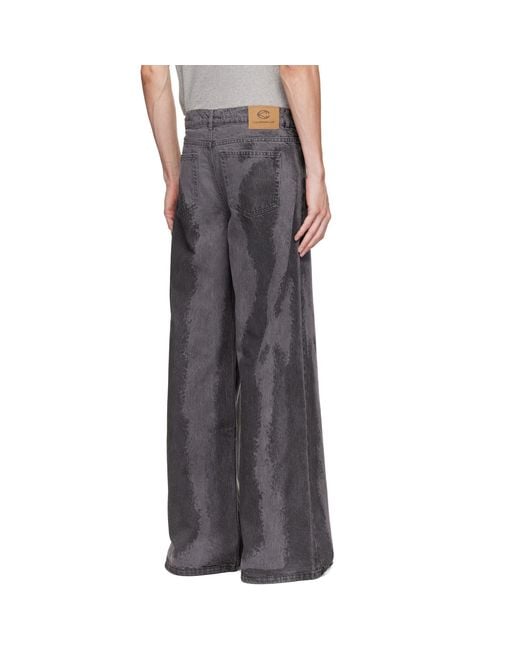 CAMPERLAB Gray Paint Laser Boot Cut Jeans for men