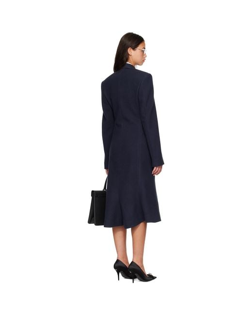 Balenciaga Blue Godet Midi Coat