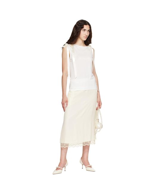 Simone Rocha White Bow Ribbon Tail Tank Top
