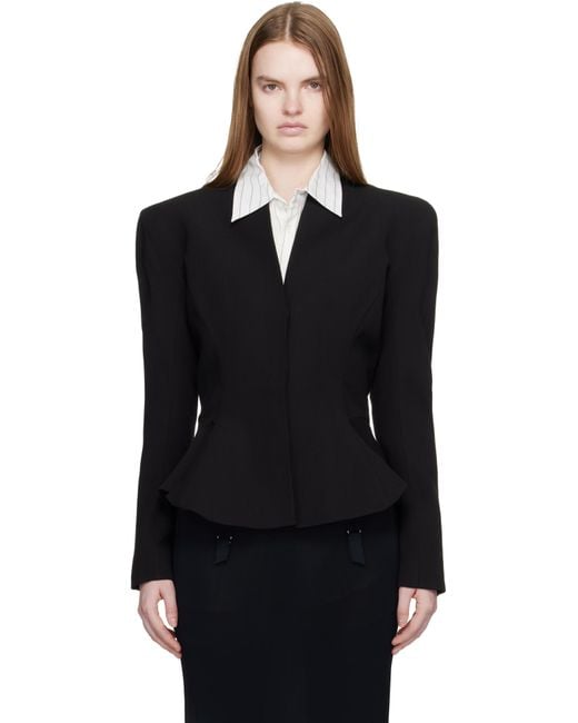 Mugler Black Flared Wool Jacket