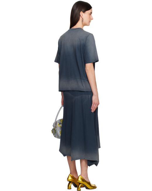 Acne ブルー レイヤード ミディアムワンピース Black