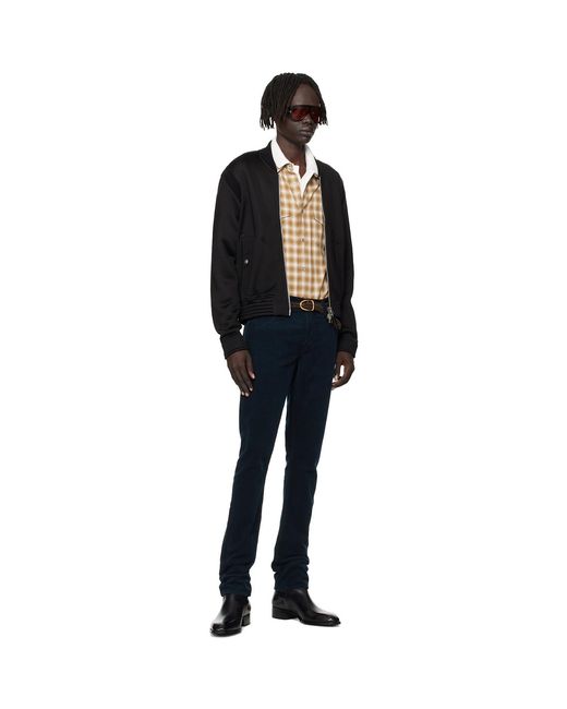 Tom Ford Black Woven Suede Angled Buckle Belt for men