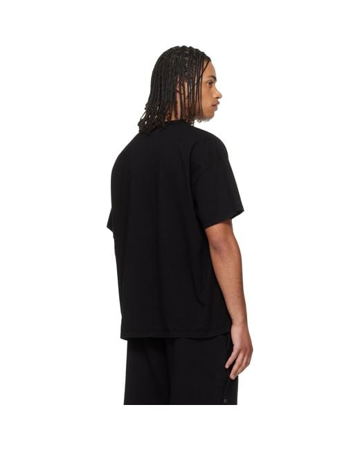 Les Tien Black Lightweight Binded Neck Oversized T-Shirt for men