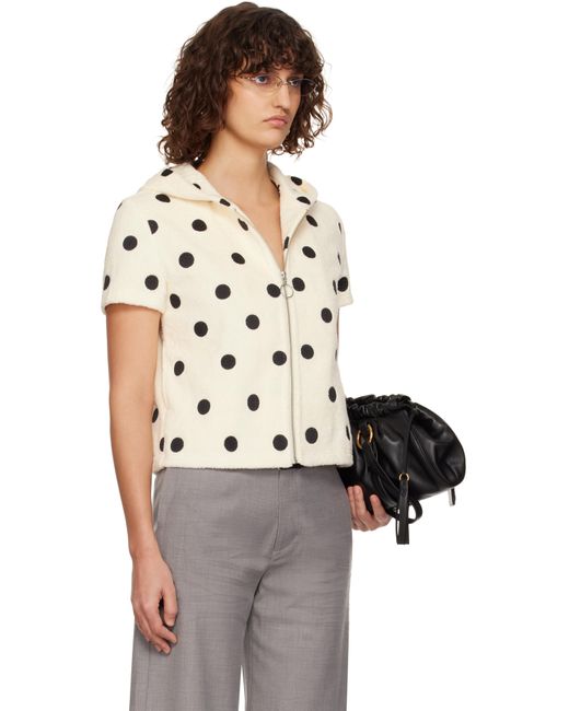 Pull À Capuche Blanc Cassé À Motif À Pois Brodé C+plus Series en coloris Multicolor