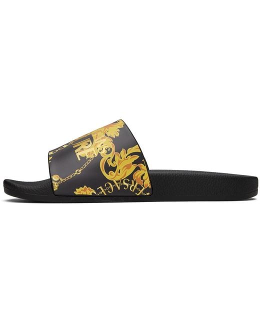 Versace Black Shelly Chain Couture Slides