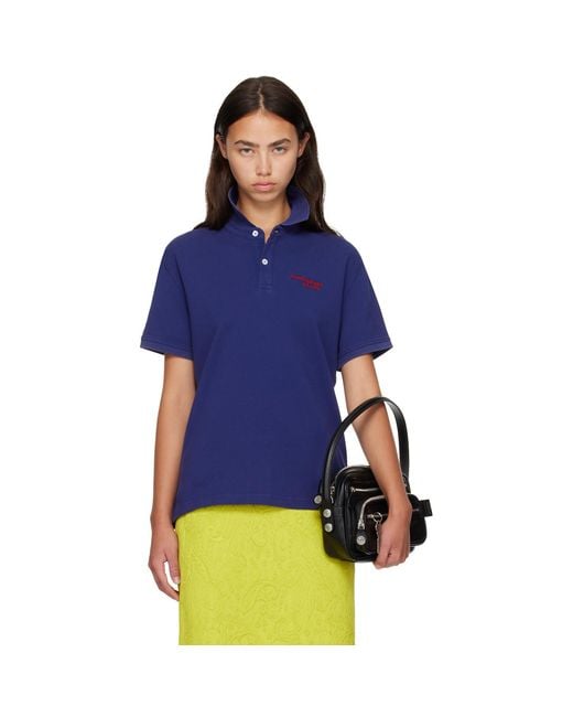 Acne Blue Embroidered-Logo Polo