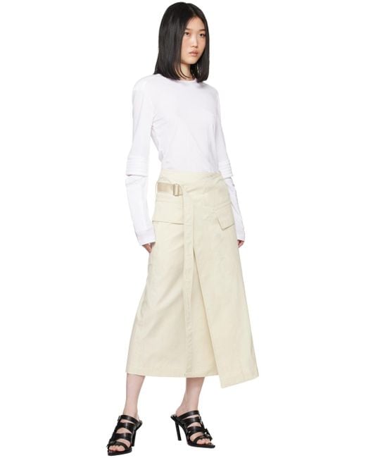 Helmut Lang Natural Off- Trench Wrap Midi Skirt