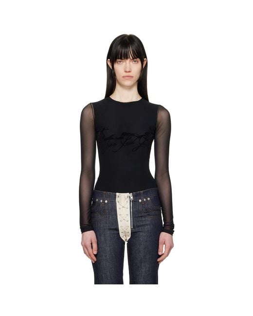 Jean Paul Gaultier Black 'The Flocked Tattoo Ruban' T-Shirt