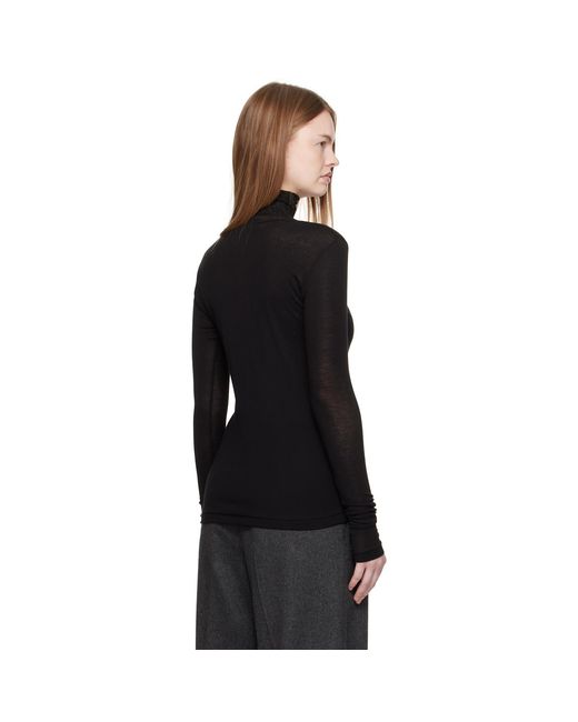 Auralee Black Super High Gauge Sheer Rib Turtleneck