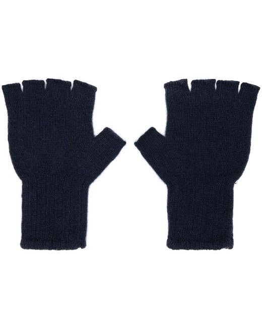 The Elder Statesman Blue Heavy Fingerless Gloves for men