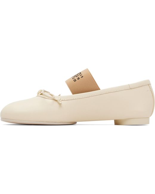 MM6 by Maison Margiela White Off- Anatomic Numeric Ballerina Flats