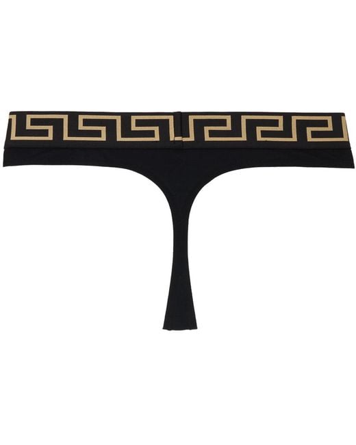 Versace Greca Border Thong in Black for Men