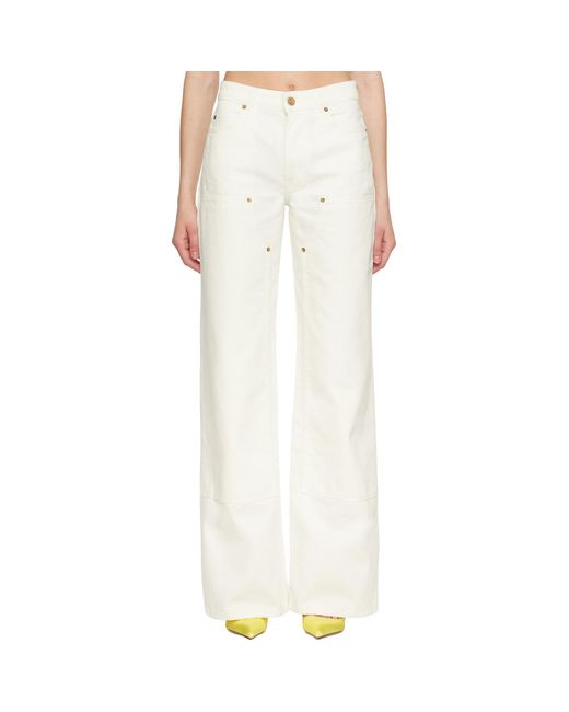 Balmain White Off- Loose-Fit Denim Jeans