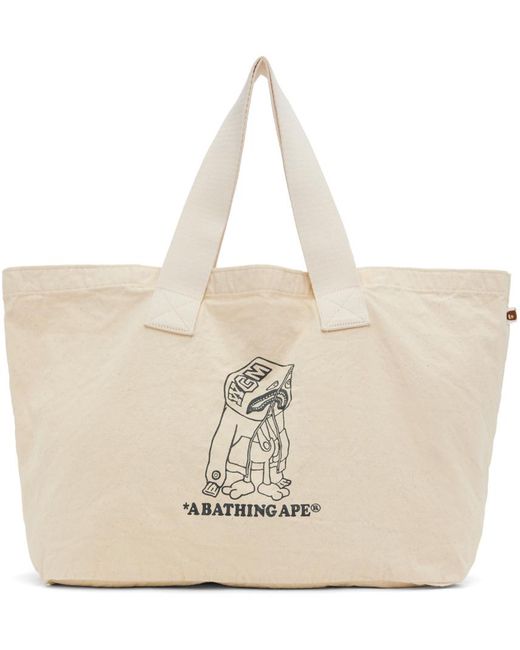 A Bathing Ape Natural Off-white Baby Milo Shark Tote