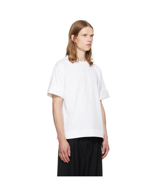 Simone Rocha White Fitted Wire Turnup T-Shirt for men
