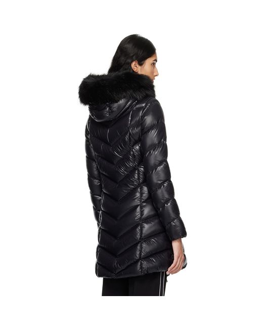 Moncler Black Fulmarus Shearling-Trimmed Down Coat
