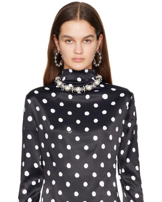 Marc Jacobs Metallic Silver & White 'the Pearl Dot Statement' Necklace