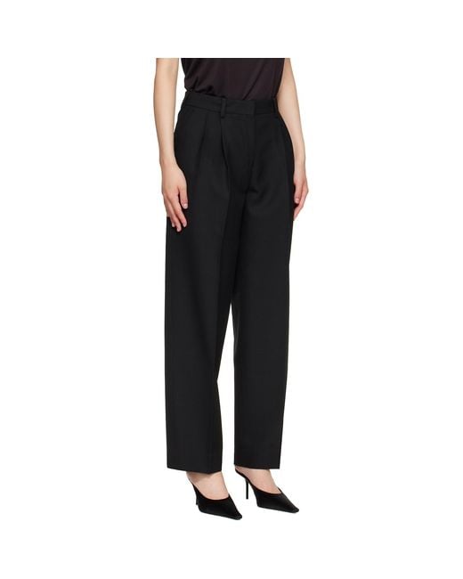 Totême Black Double-Pleated Tailored Trousers
