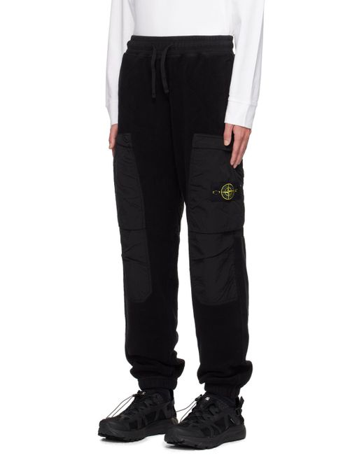 メンズ Stone Island ブラック パネル スウェットパンツ Black