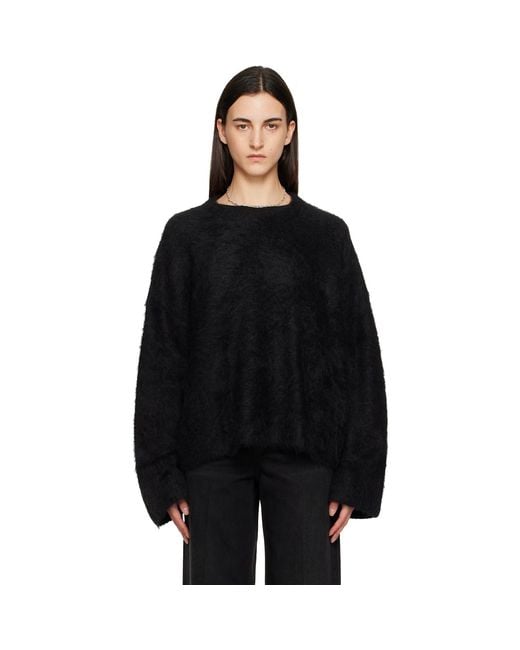 Totême Black Boxy Alpaca Knit Sweater