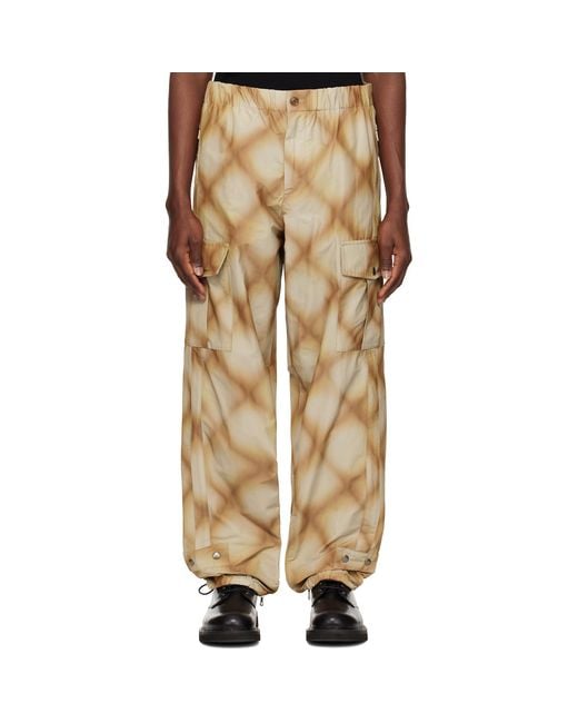 Dries Van Noten Natural Khaki Check Cargo Pants for men