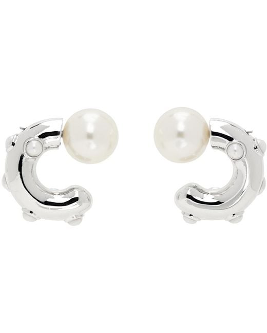 Boucles d'oreilles à anneau argentées à perles Marc Jacobs en coloris Black