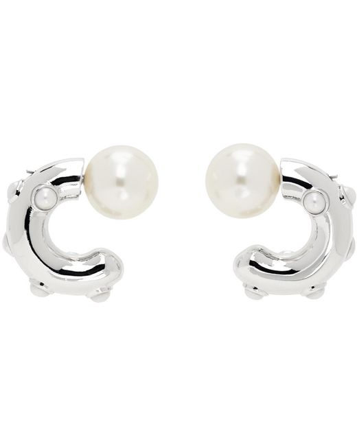 Marc Jacobs Black Silver Pearl Dot Hoop Earrings