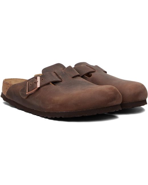 Birkenstock Brown Regular Boston Soft Footbed Oiled Leather Loafers for men