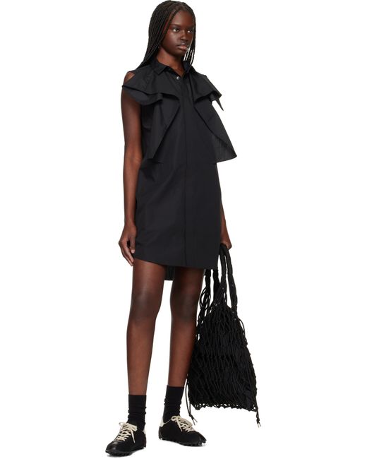 Sacai ブラック ポプリン ミニワンピース Black