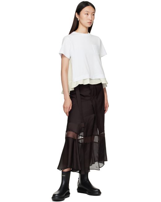 Sacai White Nylon Twill & Cotton Jersey T-Shirt