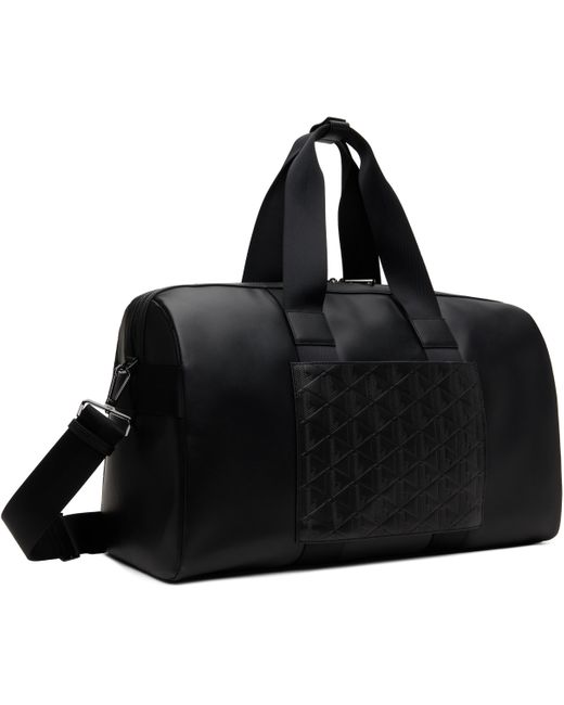 メンズ Lacoste ブラック ラージ Nomogram Weekend レザー バッグ Black