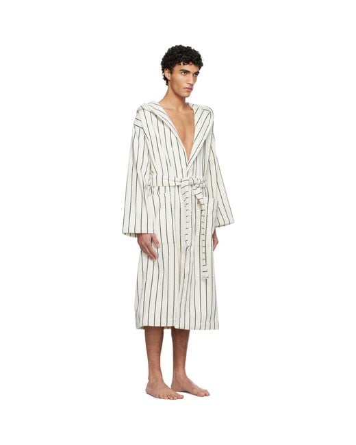 Tekla Black Terry Hooded Bathrobe for men