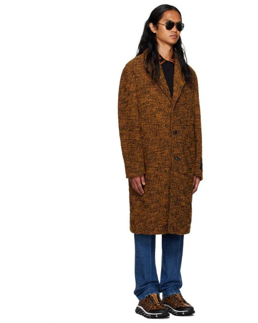 Manteau brun clair à écusson Versace pour homme en coloris Black