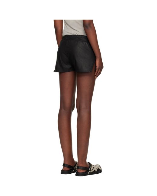 Rick Owens Black Temple Fog Leather Shorts