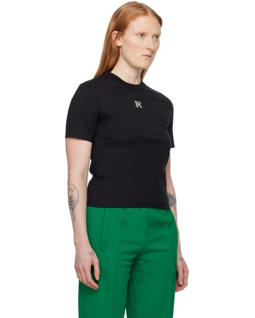 T-shirt noir à monogramme Palm Angels en coloris Green