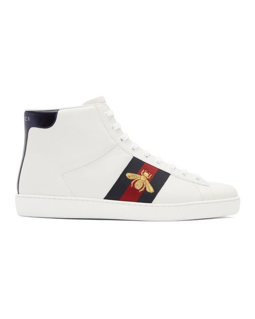 Gucci White Bee New Ace High-top Sneakers for Men | Lyst UK