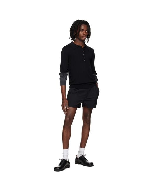 Entire studios Black Split Sleeve Polo for men