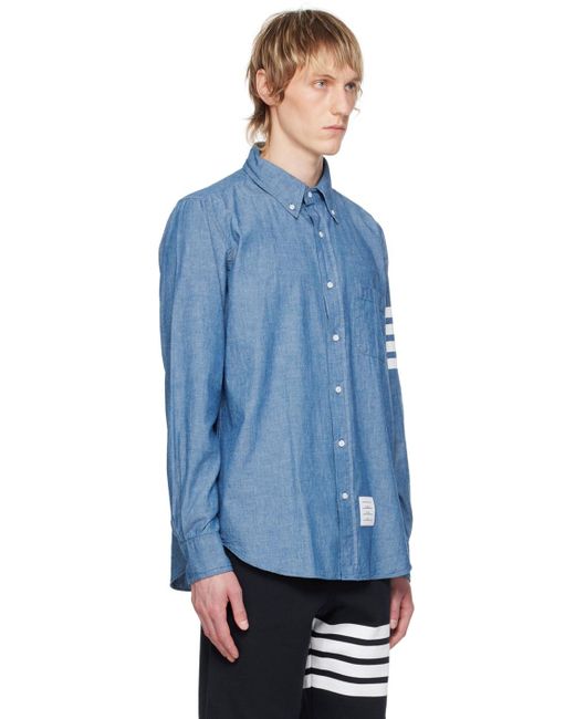 Thom Browne Blue 4-Bar Shirt for men