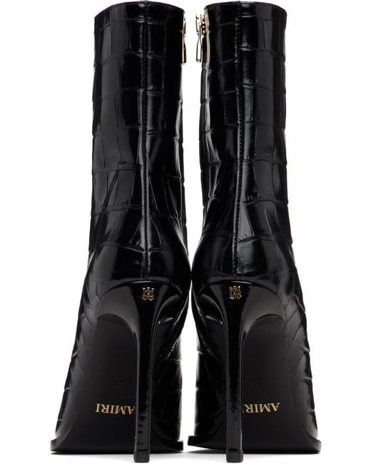 Amiri Black Croc 'Ma' Stiletto Boots