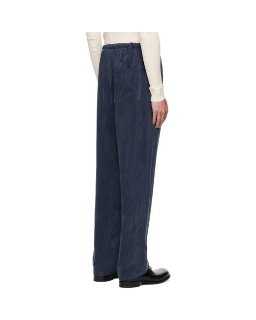Dries Van Noten Blue Drawstring Trousers for men