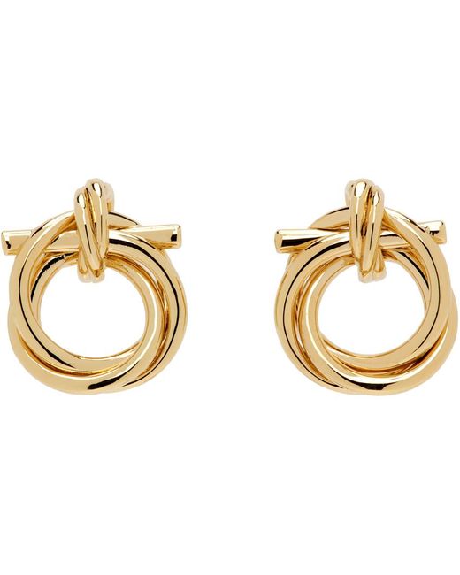 Ferragamo Black Gold Gancini Earrings