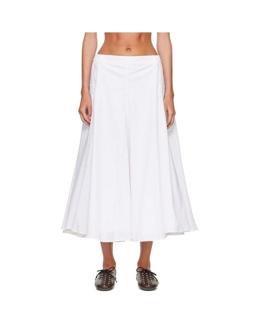 Cordera White Cotton Voluminous Midi Skirt