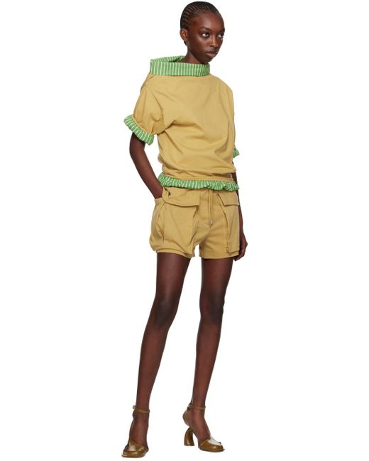 Dries Van Noten Yellow Tan Drawstring Shorts