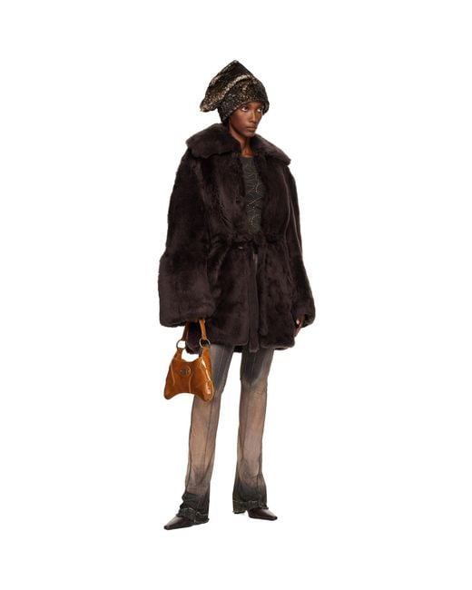 KNWLS Black Baby Shearling Coat