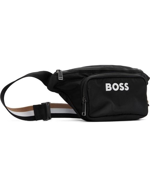 Boss Black Contrast Logo Structured Belt Bag for men